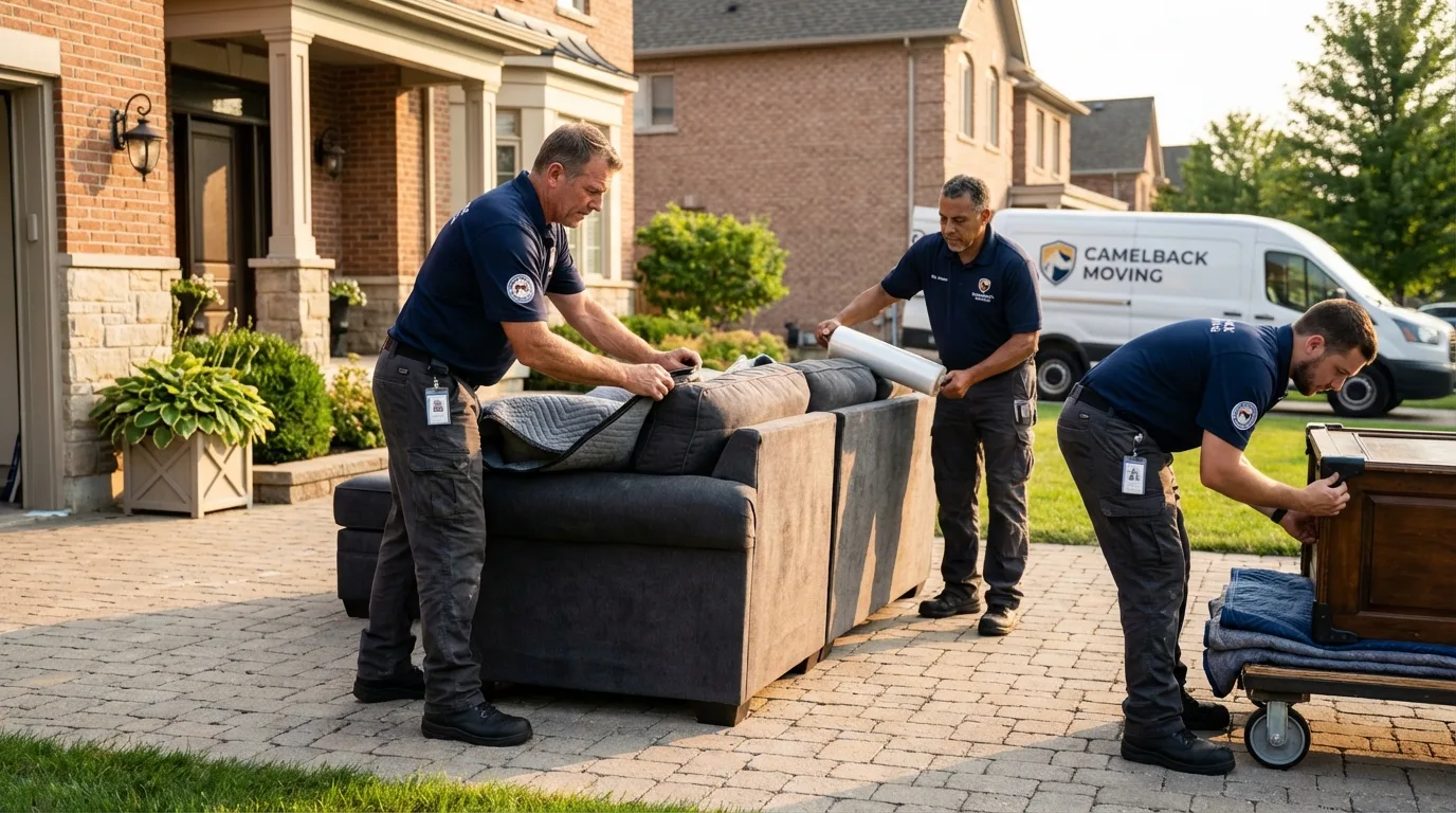 Large estate moving crew wrapping furniture in Golden, CO
